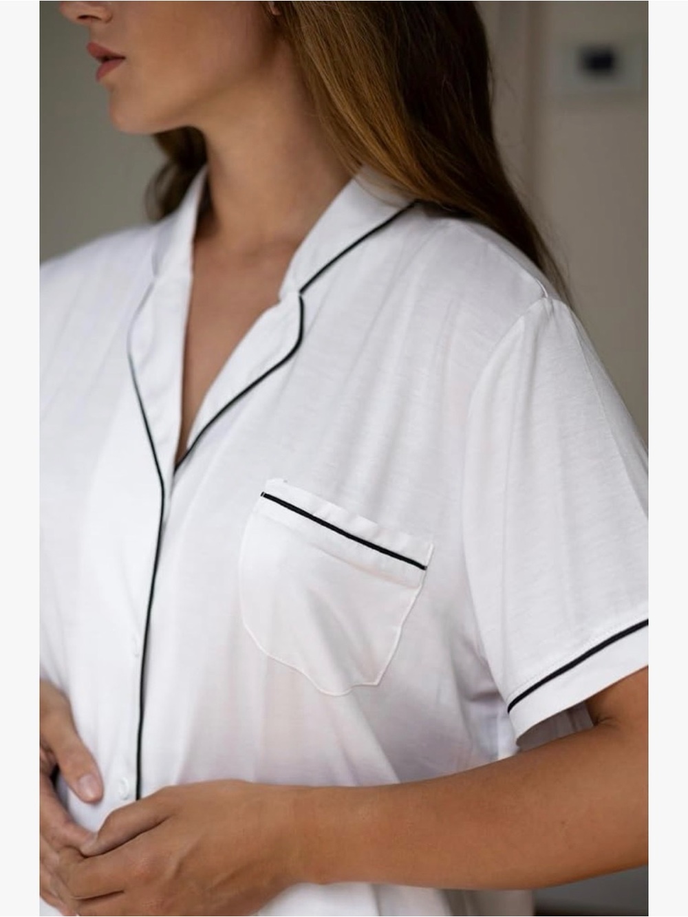 Bride White Short Pajama Set with Rhinestone Script - Picture 6 of 15